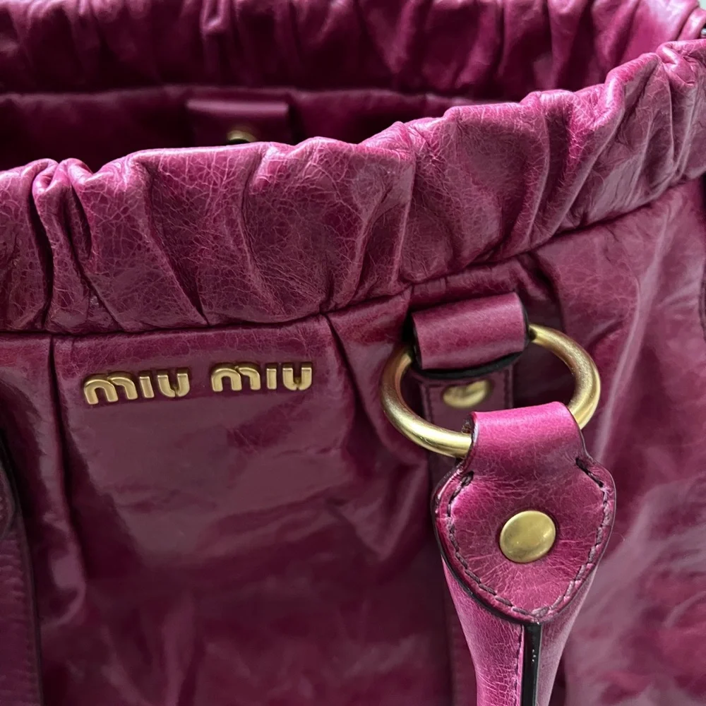 Vintage Miu Miu Vitello Shine Top Handle Satchel - Picture 9 of 9